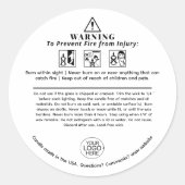 キャンドル警告の安全アイコンあなたのロゴラベルを追加 ラウンドシール (正面)