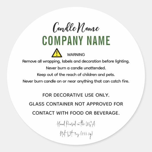 キャンドル警告ラベル ラウンドシール (正面)