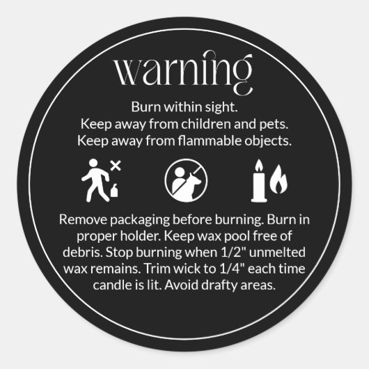 キャンドル警告製品のラベルの安全性と気にデザイン ラウンドシール (正面)