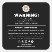 キャンドル警告製品のラベルデザイン スクエアシール (正面)