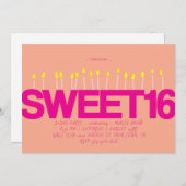 キャンドル16歳のSWEET SIXTEEN誕生会 招待状 (正面/裏面)