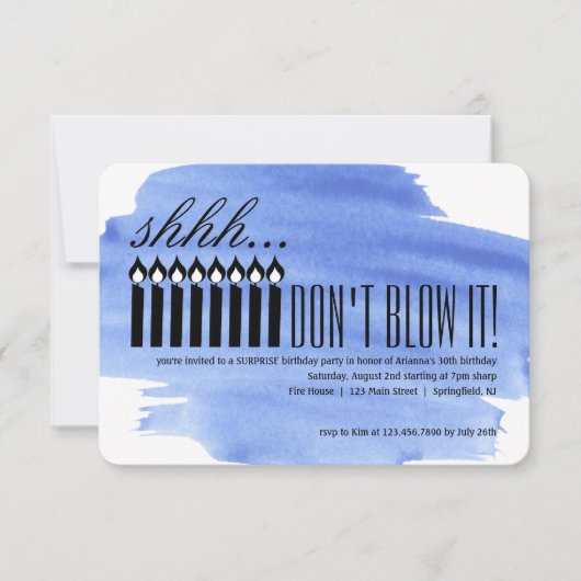 キャンドル·サプライズ·シー……やめて！誕生日 招待状 (正面)