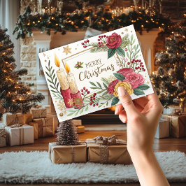 キャンドル&フラワーズ クリスマスカード サンキューカード