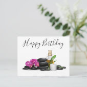 キャンドル ホットストーン オーキッド フラワー スパ ポストカード (スタンド正面)