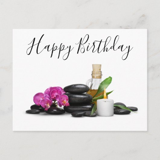 キャンドル ホットストーン オーキッド フラワー スパ ポストカード (正面)