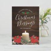 キャンドル&ポインセチア付きクリスマスグリーティングカード カード (スタンド正面)