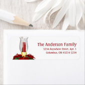 キャンドル&ポインセッタクリスマス差出人住所ラベル ラベル (インサイチュ)