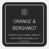 キャンドル |ミニマルシンプルリストブラック&ホワイトの追加ロゴ スクエアシール (正面)