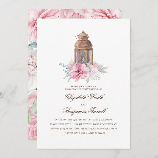 キャンドル ランタンエンゲージメントパーティー 招待状 (正面/裏面)