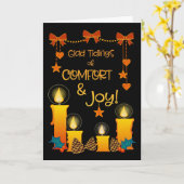 キャンドル、弓、ハートとクリスマスホワイディング カード (黄色い花)