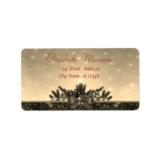 キャンドル、松の木、ボウホリデー ラベル (正面)