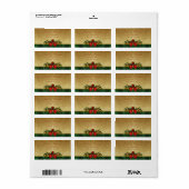 キャンドル、松の木、レッドボウホリデー ラベル (フルシート)