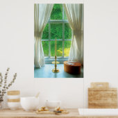 キャンドル – 窓の中の静物画 ポスター (キッチン)