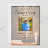 キャンドル 聖書 ライフセレブレーション 写真 葬儀 招待状 (正面)