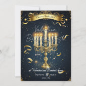 キャンドレエレガントライト誕生日 | 金ゴールド&ネイビーテーマ 招待状 (正面)