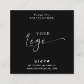 キャンド気にルエレガントサンキューカードScript Black スクエア名刺 (裏面)