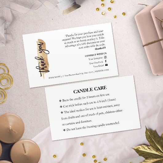 キャンド気にル金ゴールドグリアシックなスクリプトサンキューカード 名刺