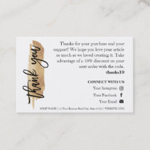 キャンド気にル金ゴールドグリアシックなスクリプトサンキューカード