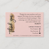 キャンド気にル金ゴールドグリッターシックなスクリプトありがとう 名刺 (正面)