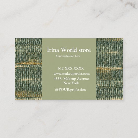キャンバエレガントスストローク緑と金ゴールド 名刺 (裏面)