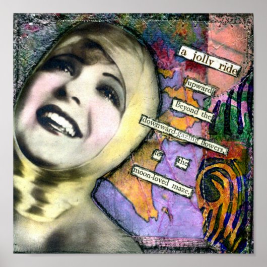 キャンバスに印刷された混合メディアのコラージュ ポスター (正面)