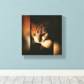 キャンバスに印刷された猫 キャンバスプリント (インサイチュ (ウッドフロア))