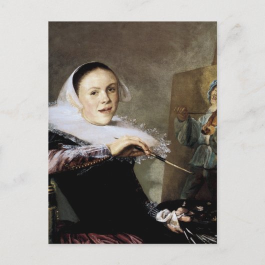 キャンバスに向かう自画像 ポストカード (正面)