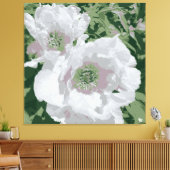 キャンバスに大きな白い牡丹。 キャンバスプリント (インサイチュ (リビング))