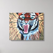 キャンバスに手描きの攻撃的なトラ キャンバスプリント (正面)