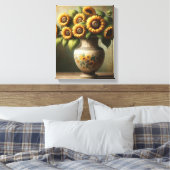 キャンバスに描かれたひまわりの壁アート キャンバスプリント (インサイチュ (寝室))