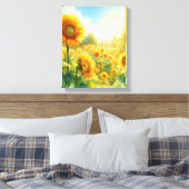 キャンバスに描かれたひまわりの庭の壁アート キャンバスプリント (インサイチュ (寝室))