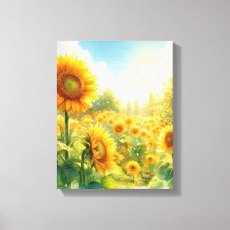 キャンバスに描かれたひまわりの庭の壁アート キャンバスプリント