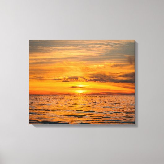 キャンバスに描かれたビーチの夕日 キャンバスプリント (正面)