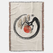 キャンバスに描かれた円草丸と盆栽 スローブランケット (正面縦)