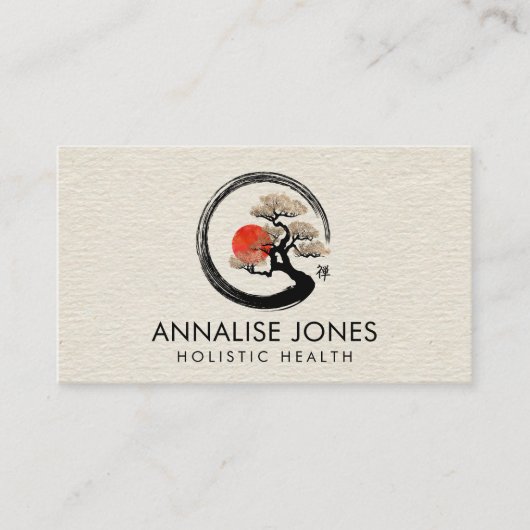 キャンバスに描かれた円草丸と盆栽 名刺 (正面)