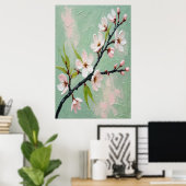 キャンバスに描かれた大輪の花々 春の花の油絵 ポスター (ホームオフィス)