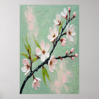 キャンバスに描かれた大輪の花々 春の花の油絵 ポスター