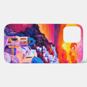 キャンバスに油絵を描く。島の夕日。M Case-Mate iPhoneケース (裏面 (横))