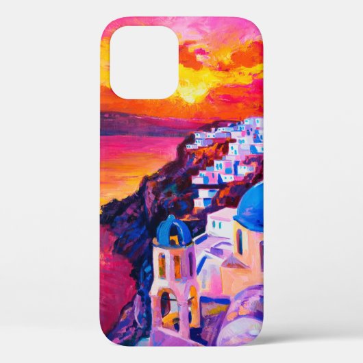 キャンバスに油絵を描く。島の夕日。M Case-Mate iPhoneケース (裏面)