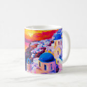  キャンバスに油絵。島の夕日。M コーヒーマグカップ (正面右)