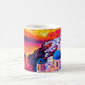  キャンバスに油絵。島の夕日。M コーヒーマグカップ (中央)