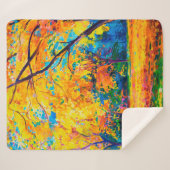  キャンバスに油絵。黄色い木。モダン芸術 シェルパブランケット (正面(横))