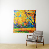  キャンバスに油絵。黄色い木。モダン芸術 タペストリー (インサイチュ)
