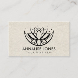 キャンバスに蓮の花の形と月 名刺