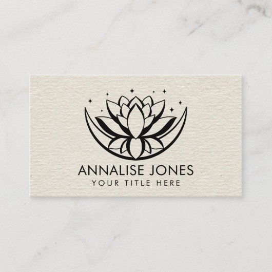 キャンバスに蓮の花の形と月 名刺 (正面)