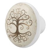 キャンバスのパステル調の金ゴールド生命の樹 セラミックノブ (右)