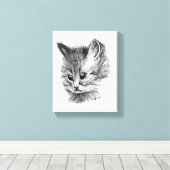 キャンバスのプリント11x14 CAT 2 B/W Orig。 アートワーク キャンバスプリント (インサイチュ (ウッドフロア))