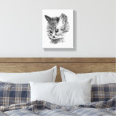 キャンバスのプリント11x14 CAT 2 B/W Orig。 アートワーク キャンバスプリント (インサイチュ (寝室))