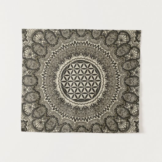 キャンバスの曼荼羅の生命の花 タペストリー (正面(横))