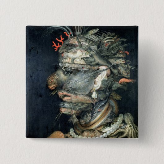 、(キャンバスの油)、Arcimboldo、ジウゼッペ水をまいて下さい 缶バッジ (正面)